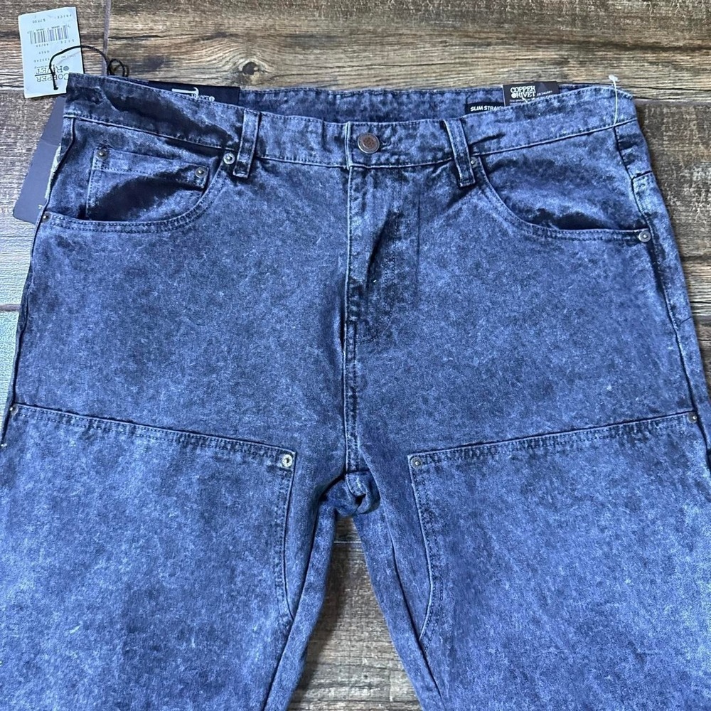 NWT Copper Rivet Black Gray Jeans 40x34 Slim Straight Men's